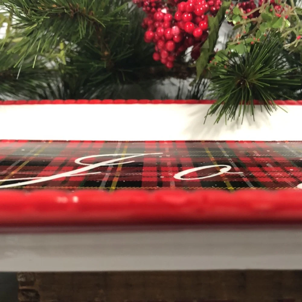 Plaid “Joy” Serving Platter Tray NWT Christmas Holiday Serving Tray Decor - Picture 11 of 14